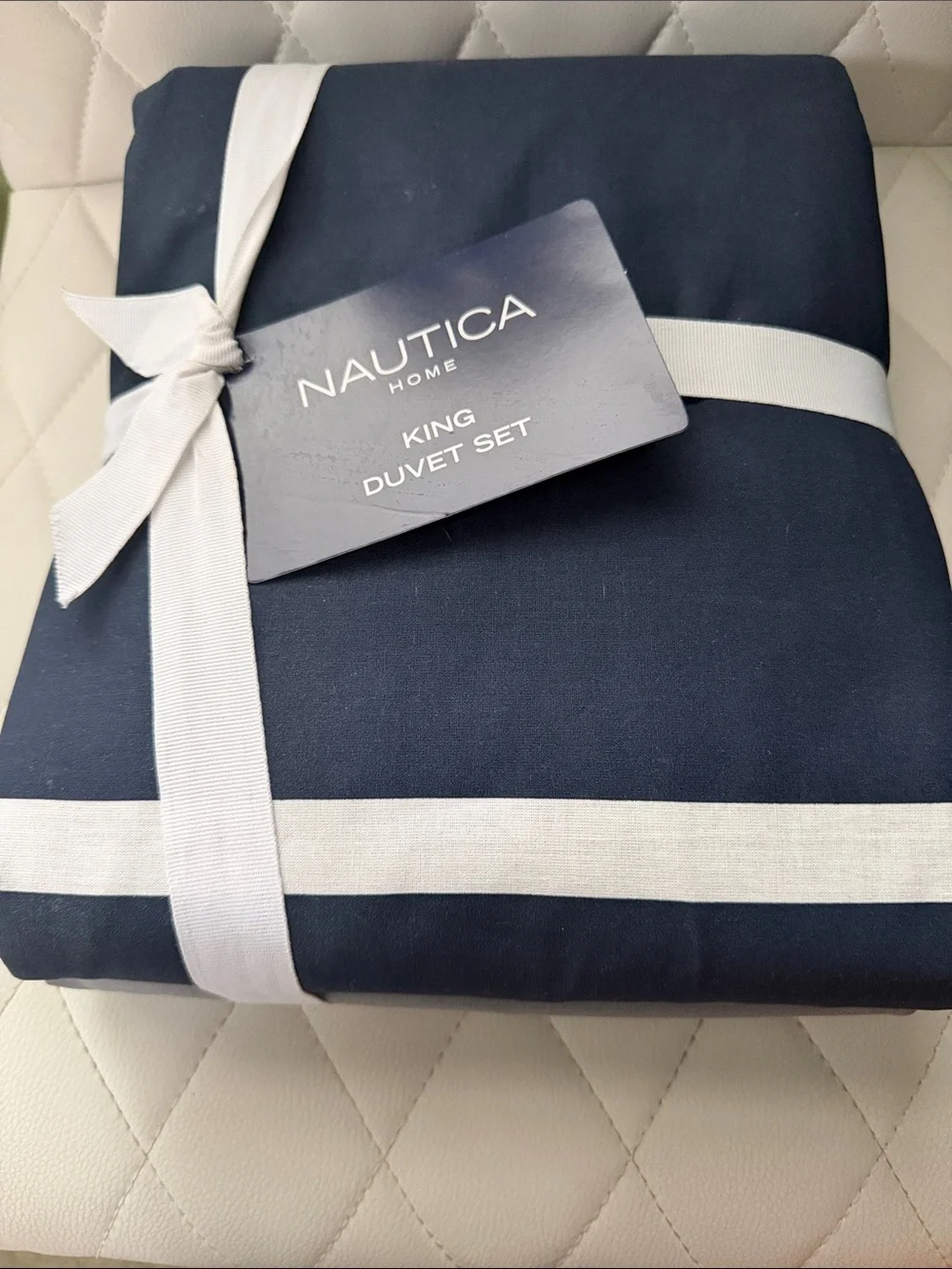 Nautica Striped Duvet Cover in Navy, Red, Tan and Light Blue